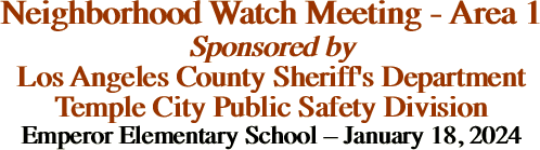 Neighborhood Watch Meeting - Area