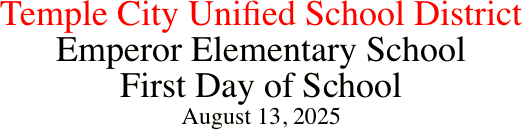 Temple City Unified School District Emperor