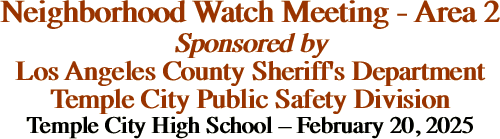 Neighborhood Watch Meeting - Area