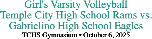 Girl's Varsity Volleyball Temple City High