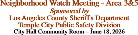 Neighborhood Watch Meeting - Area